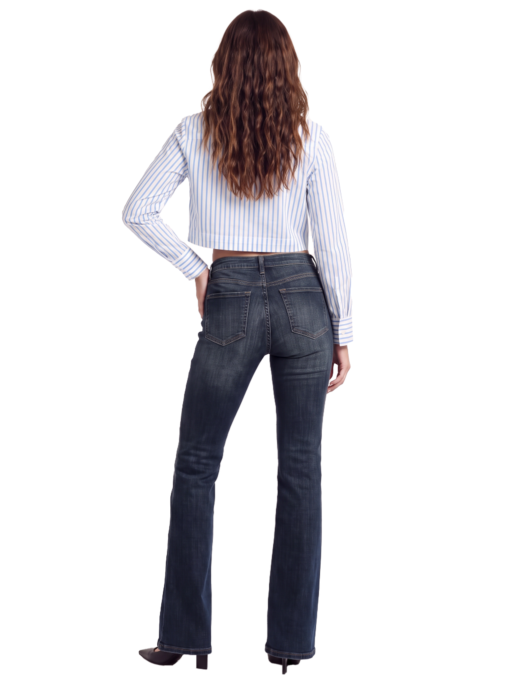 Riley Blue Stripe Cropped Shirt