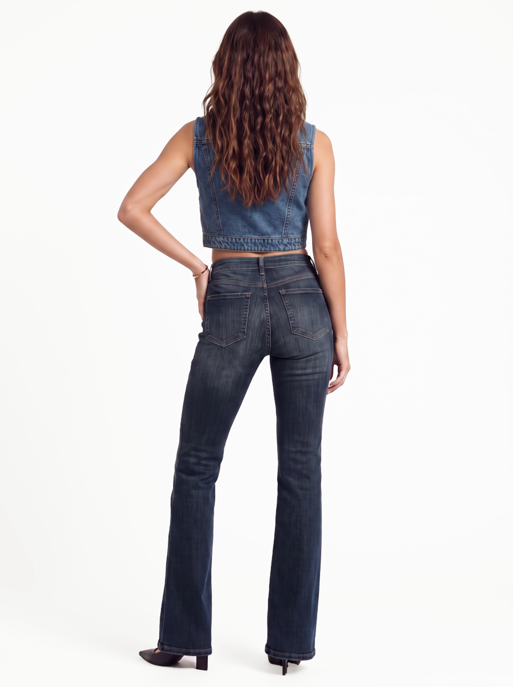 Lace-Up Coated Denim Vest