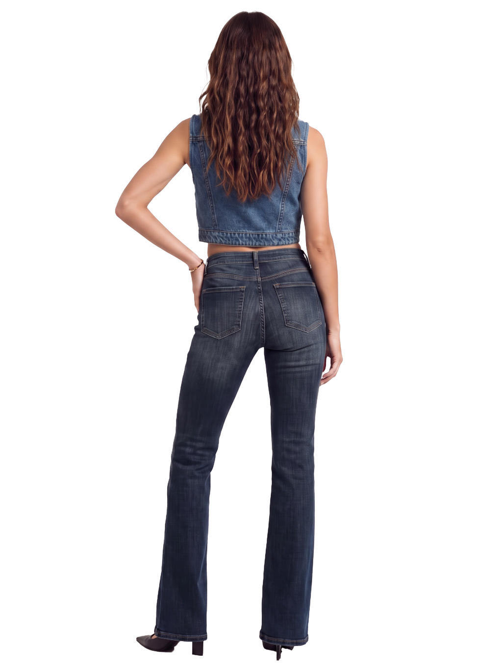 Lace-Up Coated Denim Vest