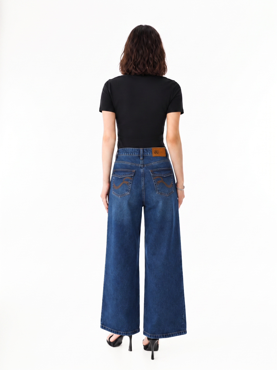 Rhys Embroidered Barrel Leg Jean