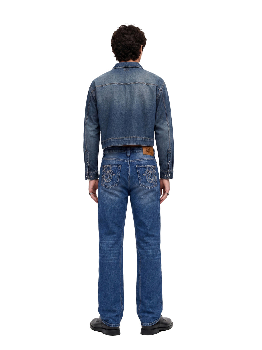 Grady Mid Rise Contrast Stitch Relaxed Straight Jean