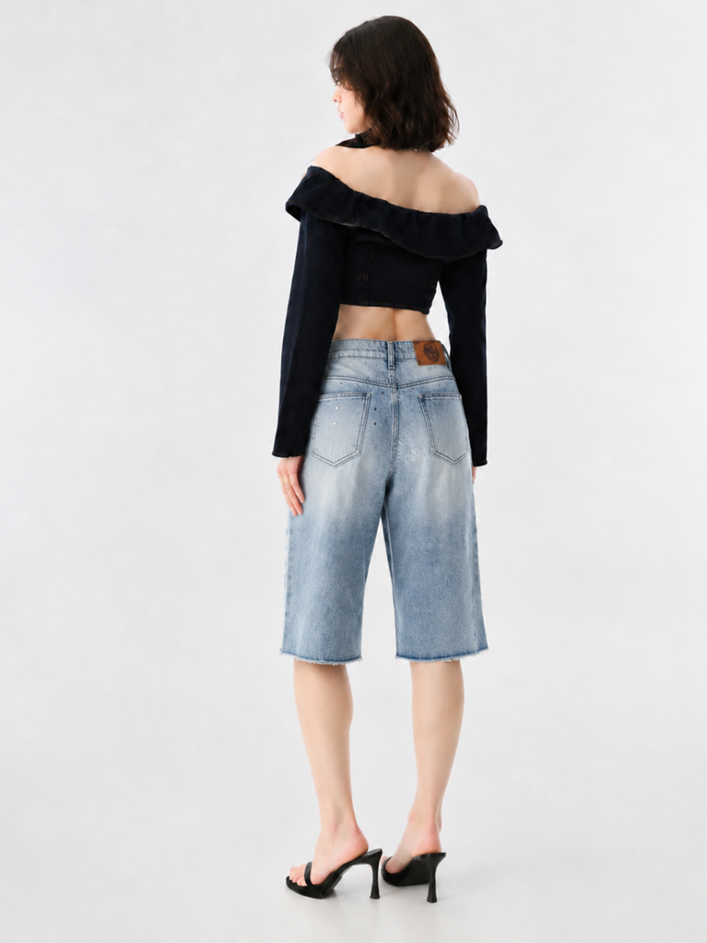 Distressed Bermuda Denim Shorts