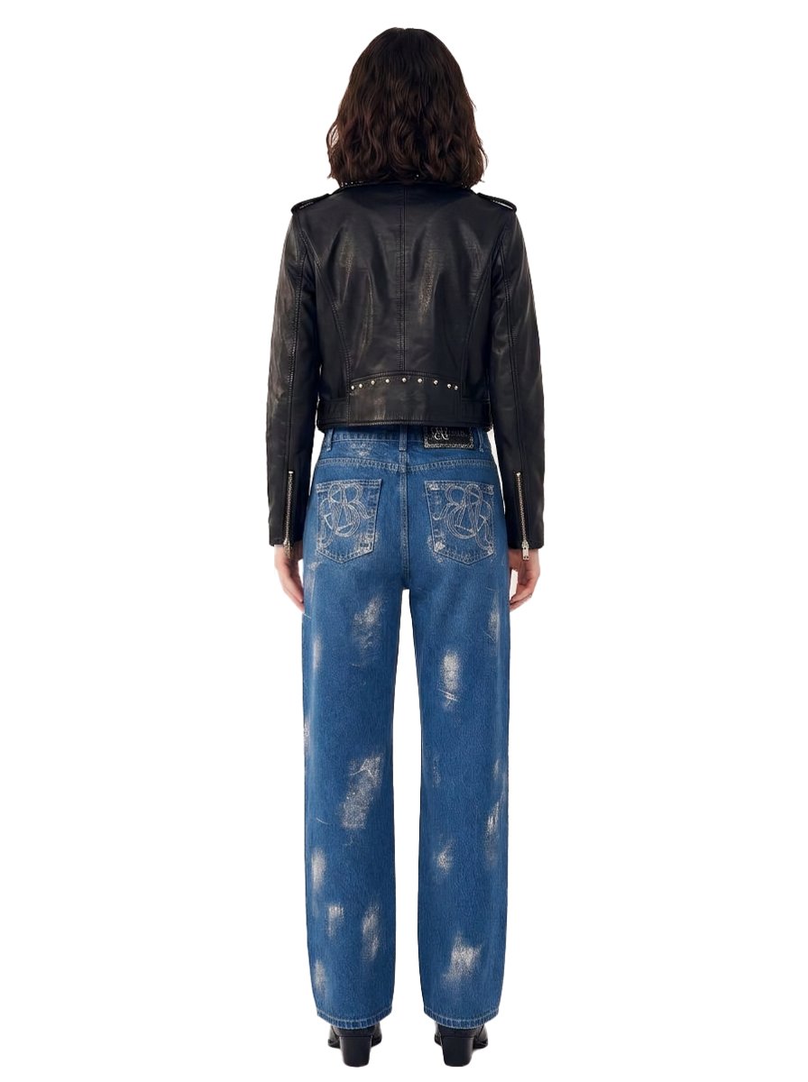 Rebel Distressed Lace-Up Wide Leg Jean