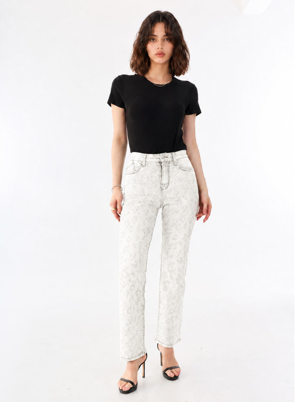 Kaia Grey Leopard Straight Jean