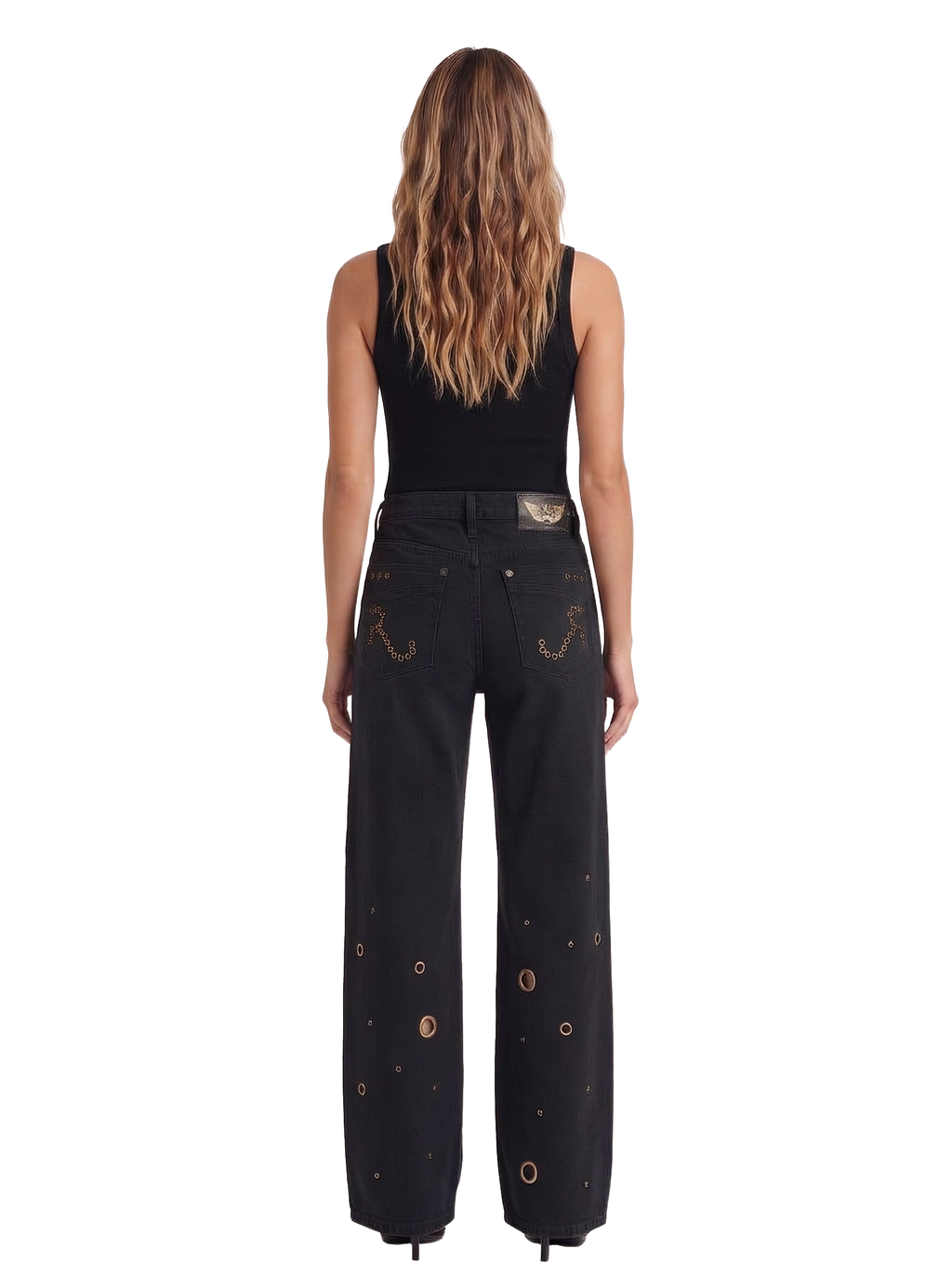 Rowan Gold Eyelet Barrel Leg Jean