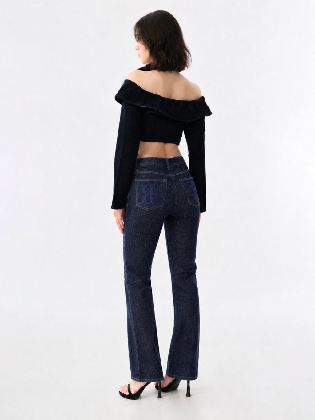 Kaia Blue R Embroidered Straight Jean