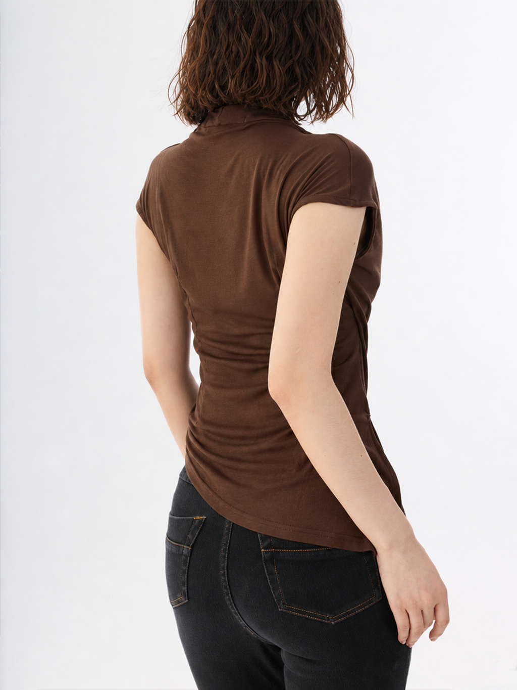 Ruched Drawstring Wrap Top
