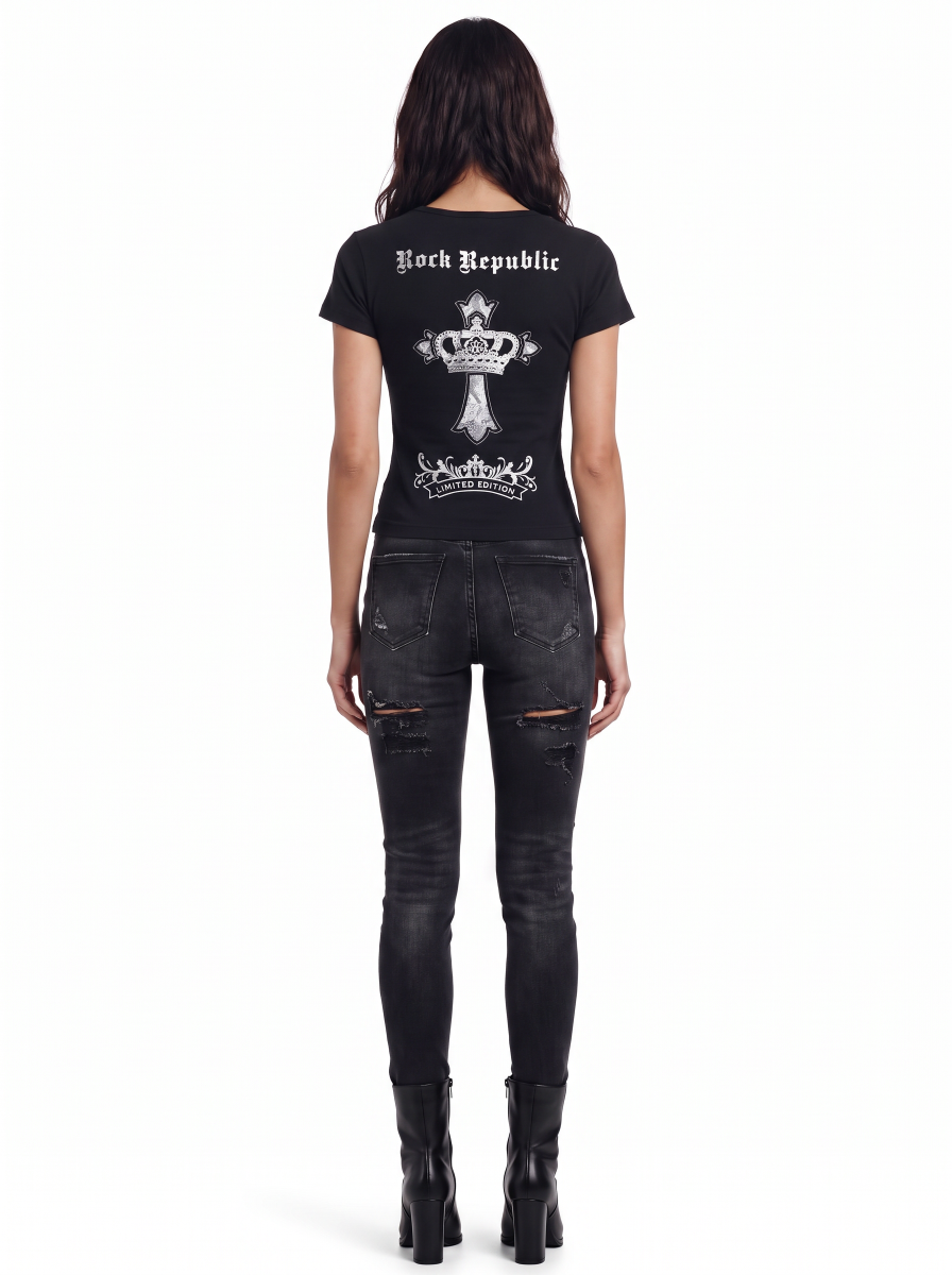 Ornate Cross Fitted T-Shirt