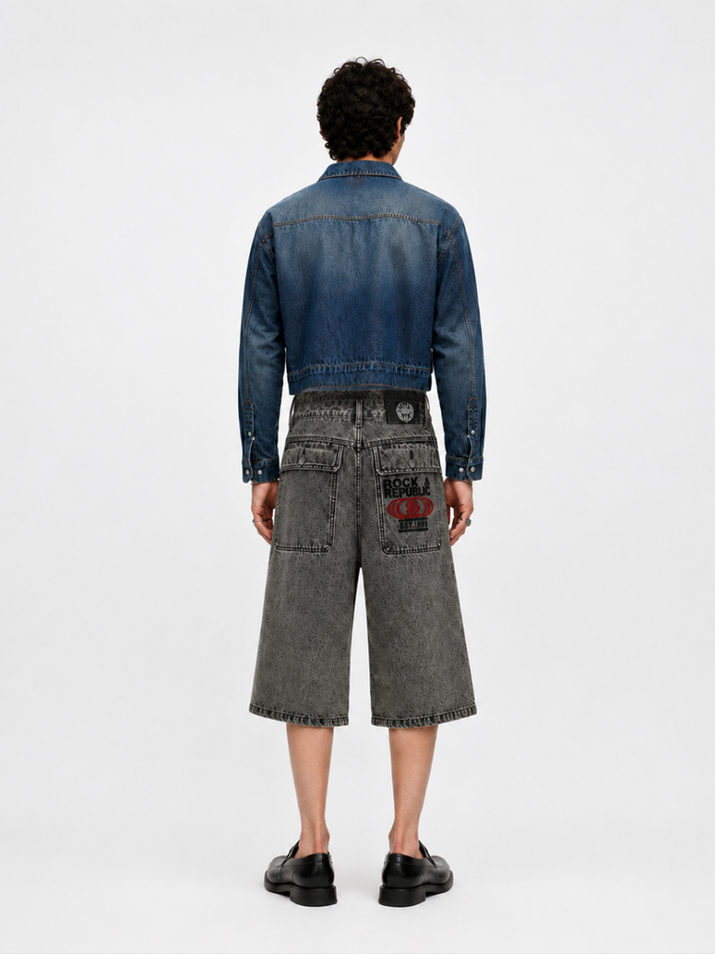 Allover Stud Denim Shorts