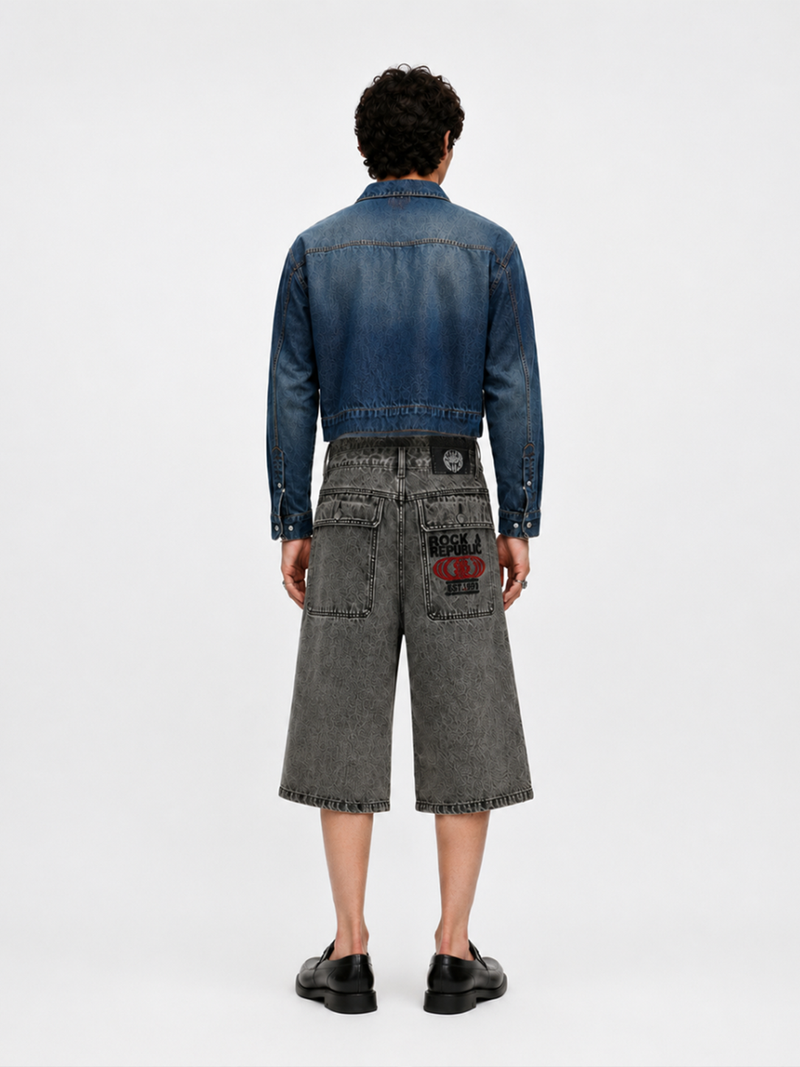 Allover Stud Denim Shorts