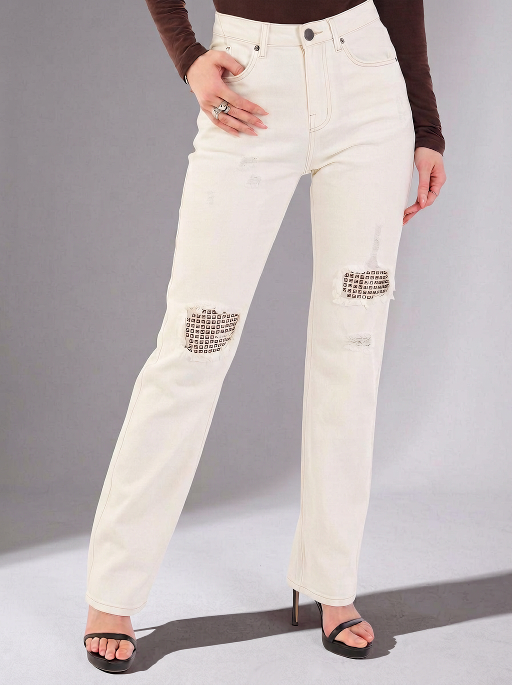 Kaia Knee Cutout Straight Jean