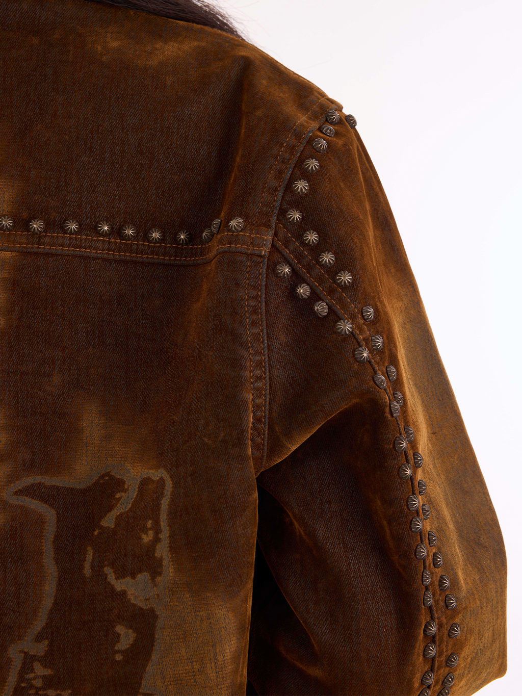 Vintage Brown Studded Denim Jacket