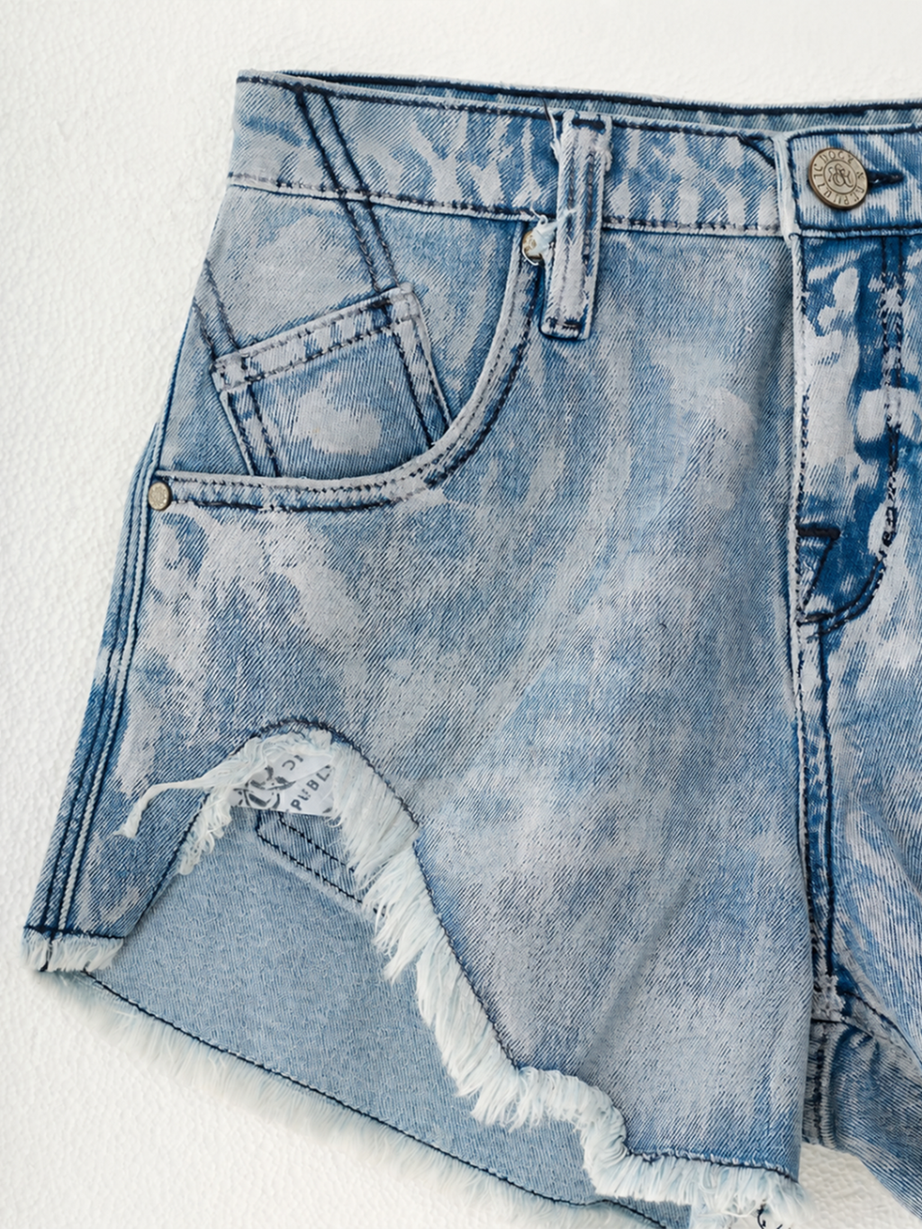 Curved Seam Denim Shorts