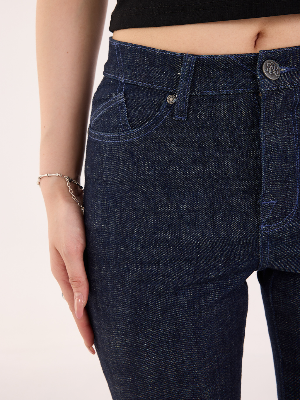 Kaia Blue R Embroidered Straight Jean