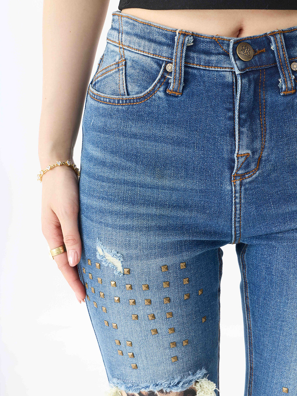 Kaia Leopard Cuff Straight Jean