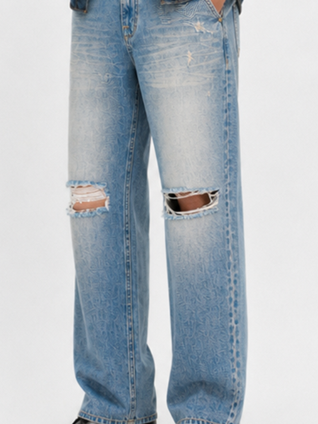 Neil Mid Rise Rhinestone-Embellished Straight Jean