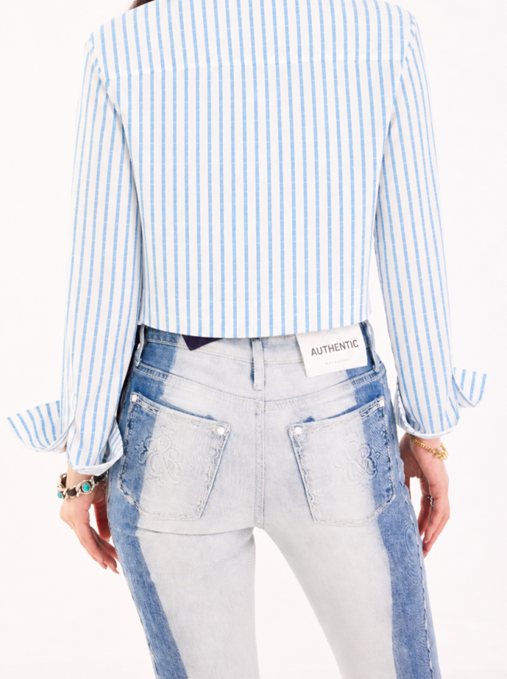 Riley Blue Stripe Cropped Shirt