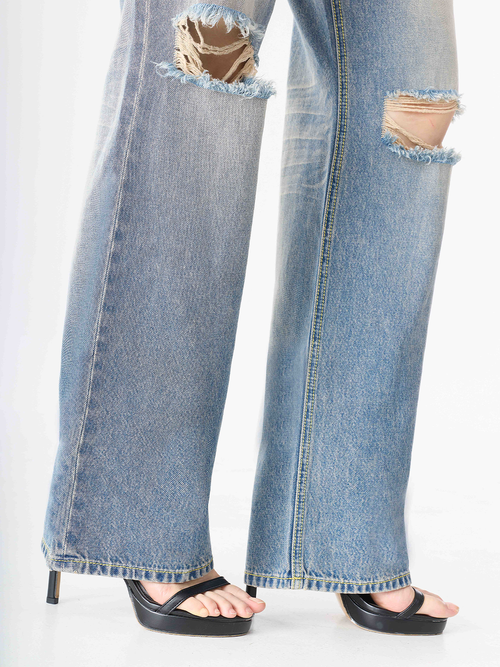Neil Mid Rise Rhinestone-Embellished Straight Jean