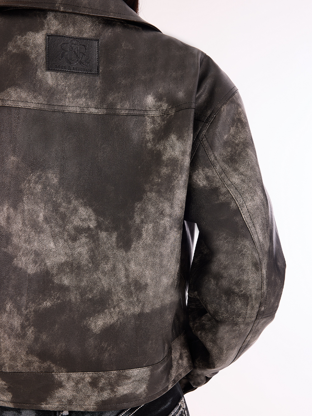 Mottled Faux Leather Moto Jacket
