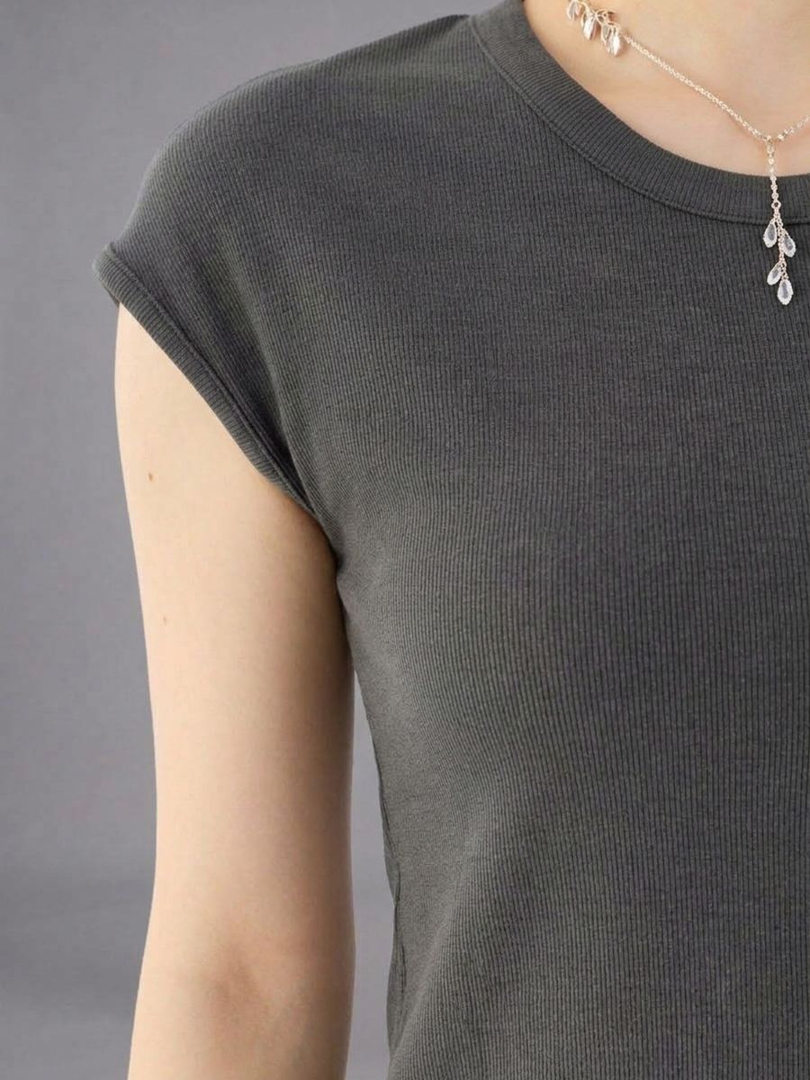 Ribbed Crop T-Shirt with Signature Logo Patch Detail