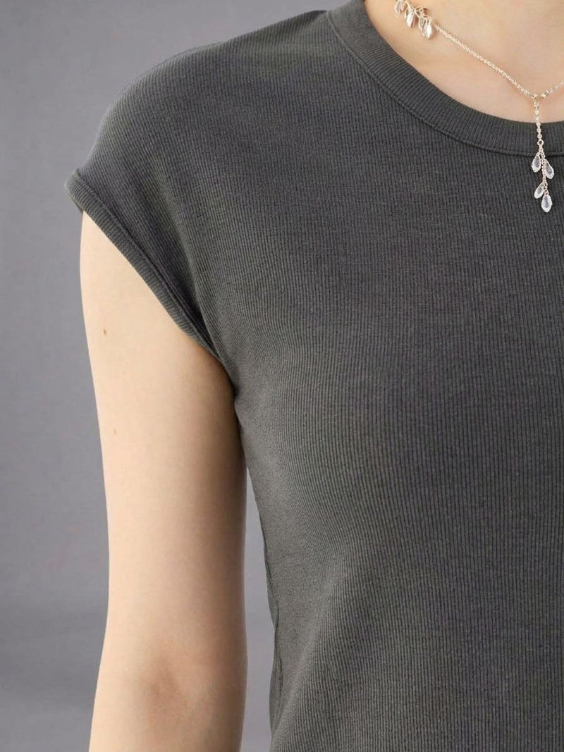 Ribbed Crop T-Shirt with Signature Logo Patch Detail