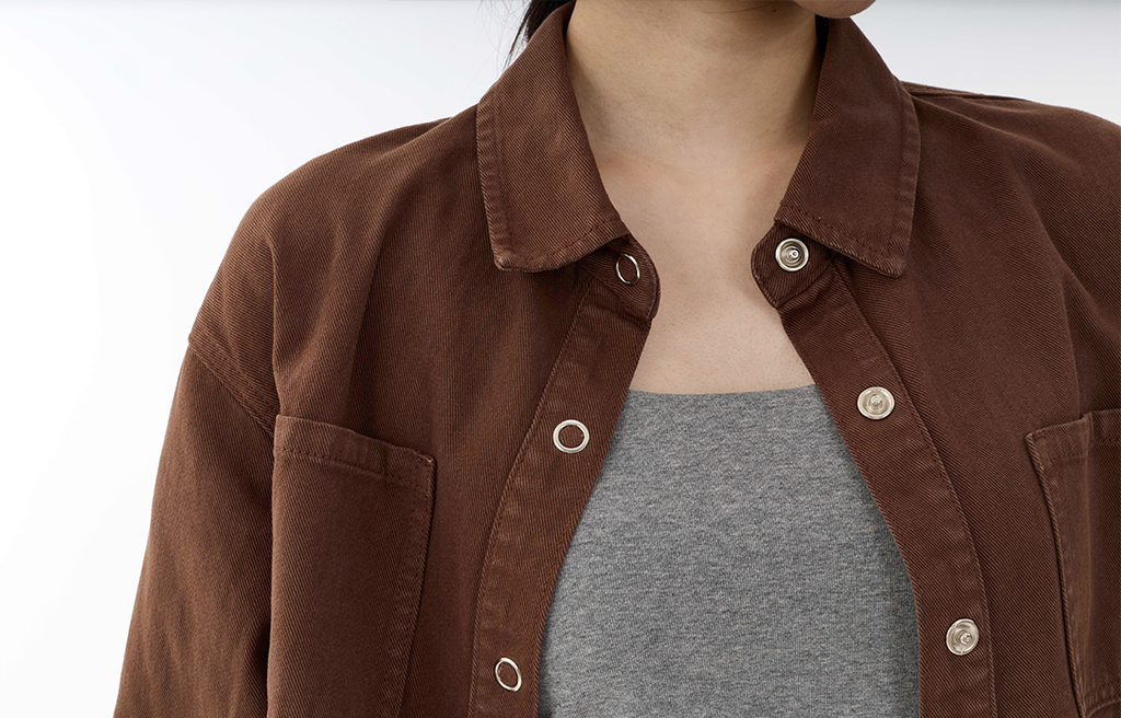 Lace-Hem Denim Shirt