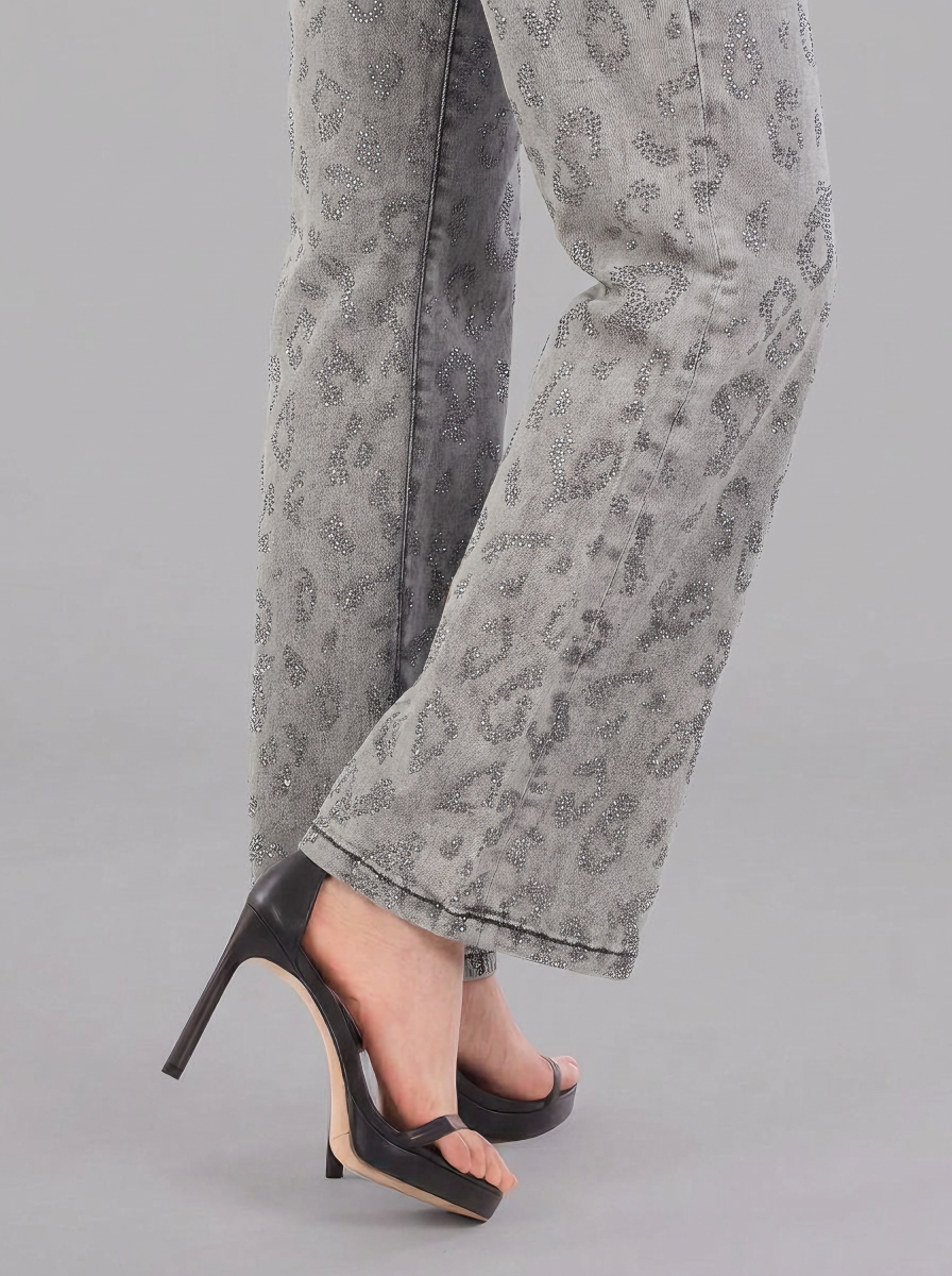 Kaia Grey Leopard Straight Jean
