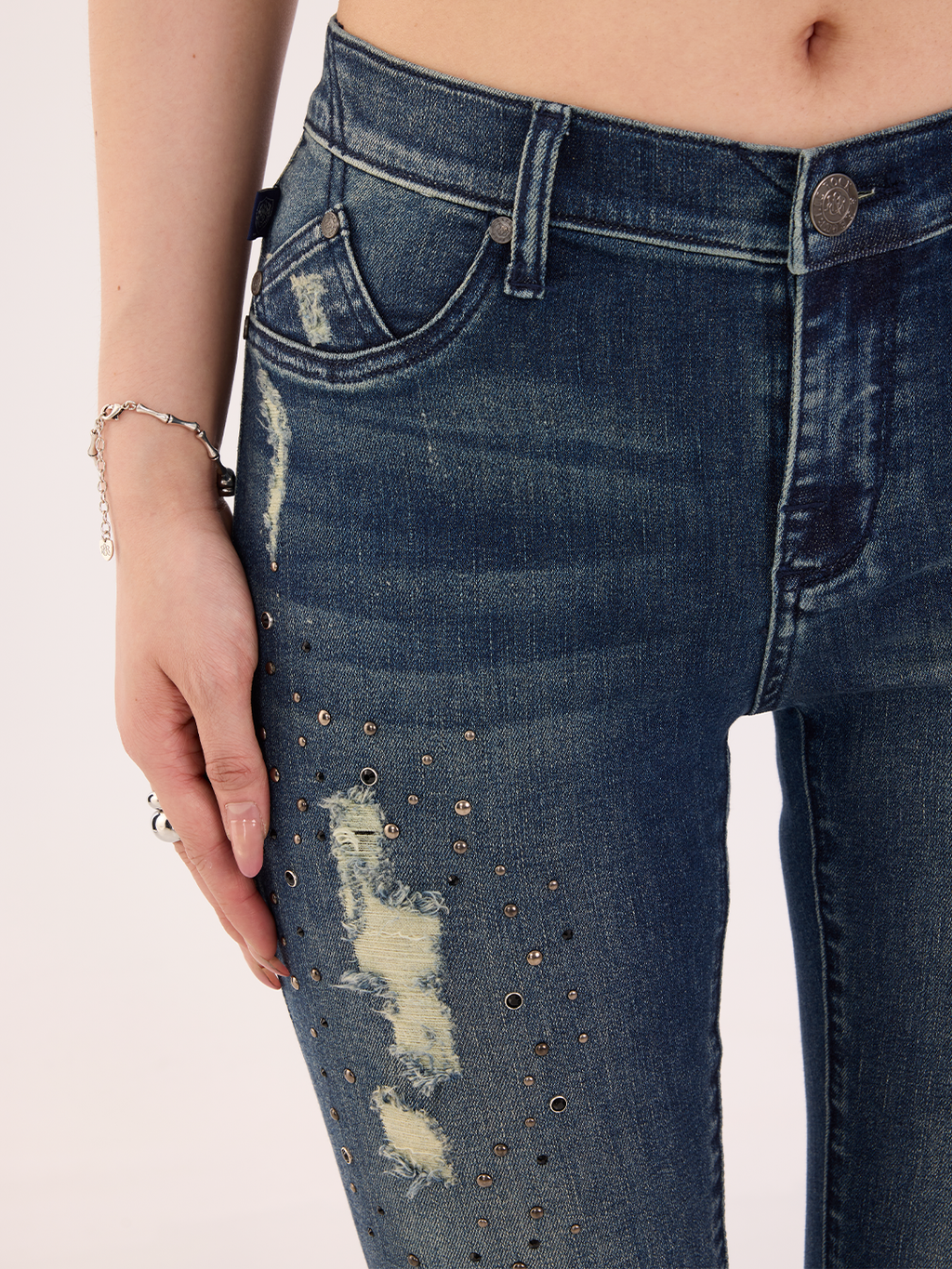 Berlin Crystal Distressed Skinny Jean