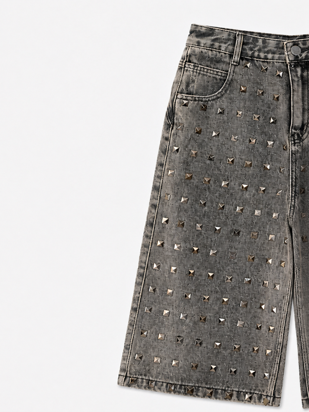 Allover Stud Denim Shorts