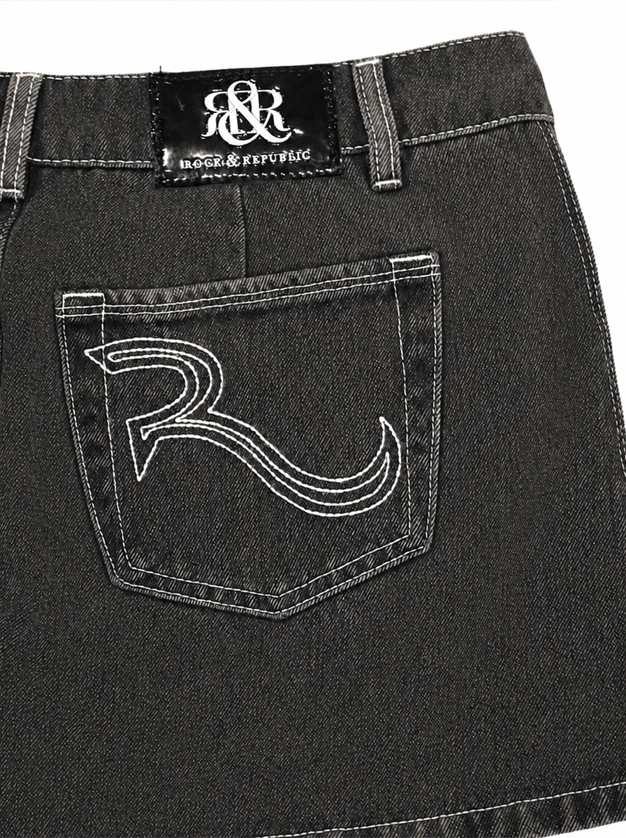 R Pocket Denim Mini Skirt