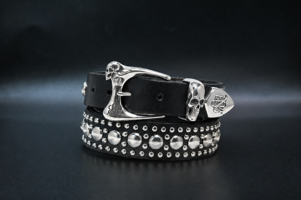 Studded Skull Buckle Belt
