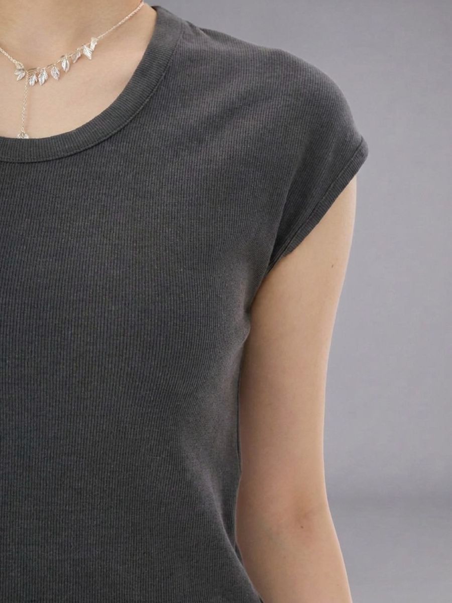 Ribbed Crop T-Shirt with Signature Logo Patch Detail