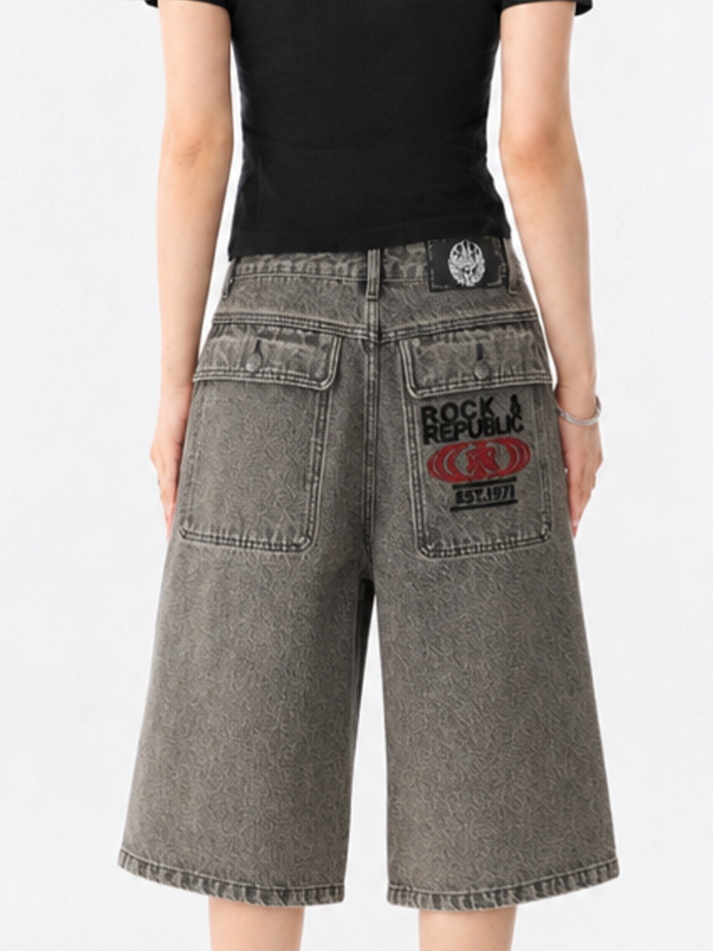 Allover Stud Denim Shorts