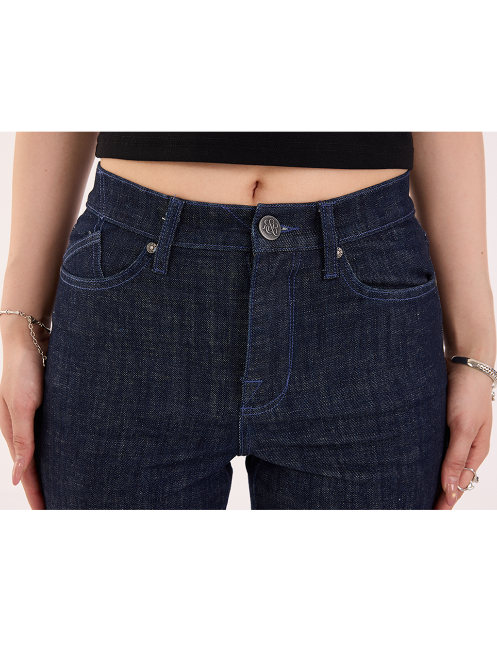 Kaia Blue R Embroidered Straight Jean
