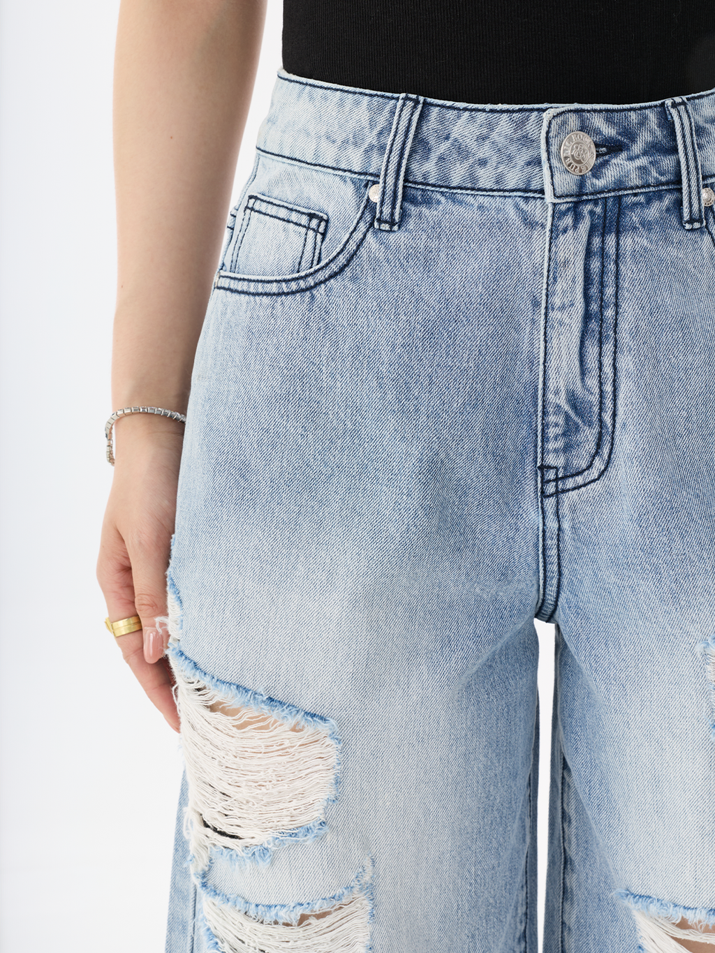 Distressed Bermuda Denim Shorts