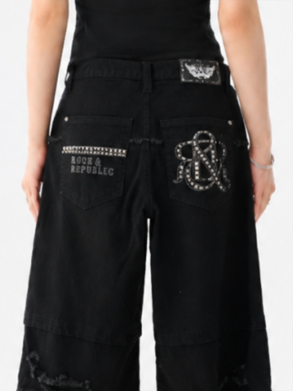 Rhinestone Pocket Denim Shorts