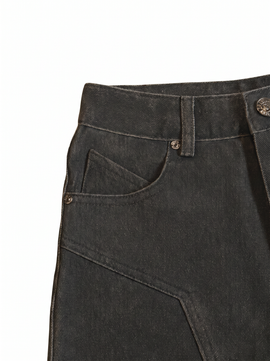 Tonal Pattern Denim Shorts