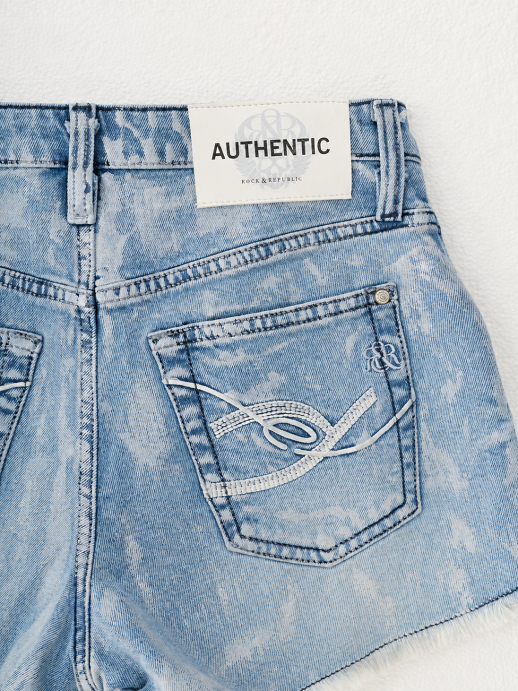Curved Seam Denim Shorts
