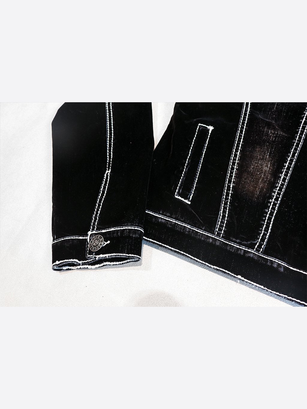 Contrast Stitch Black Denim Jacket