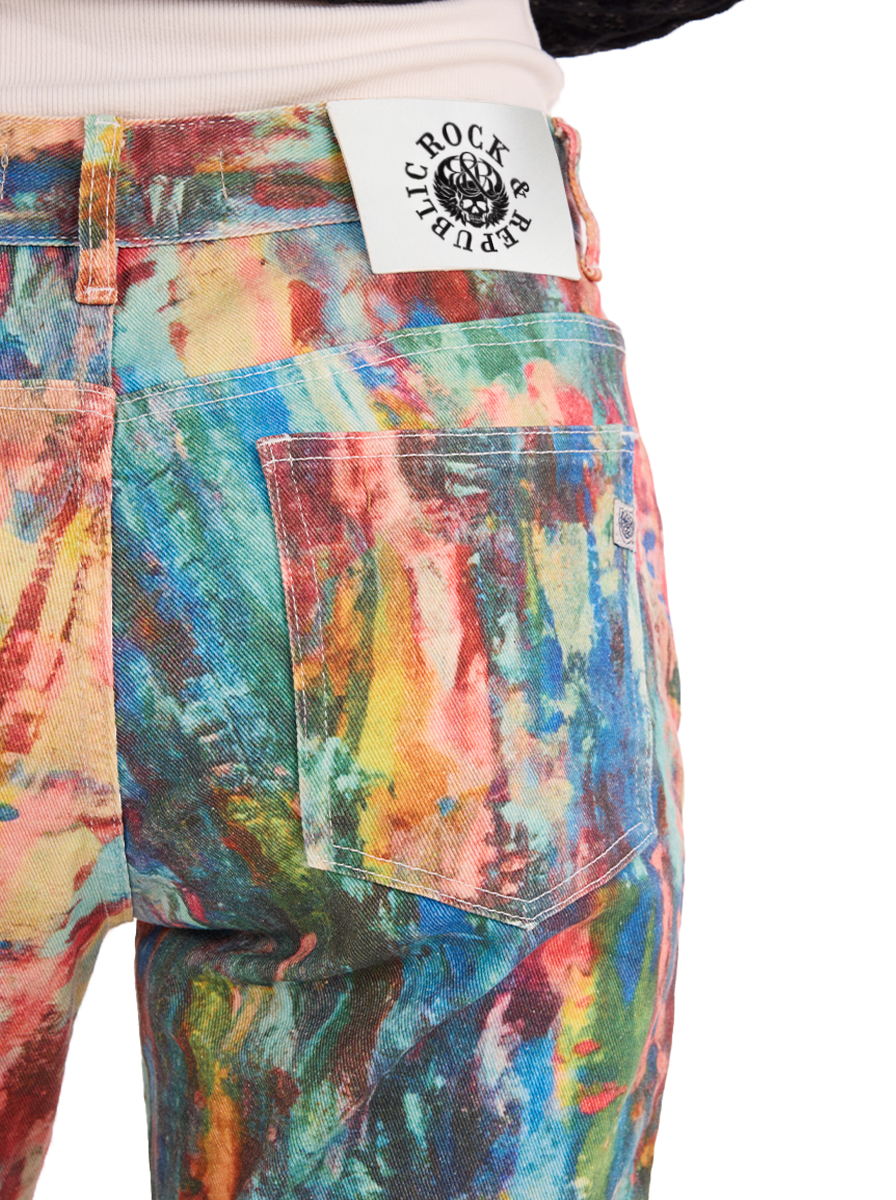 Kaia Abstract Paint Straight Jean