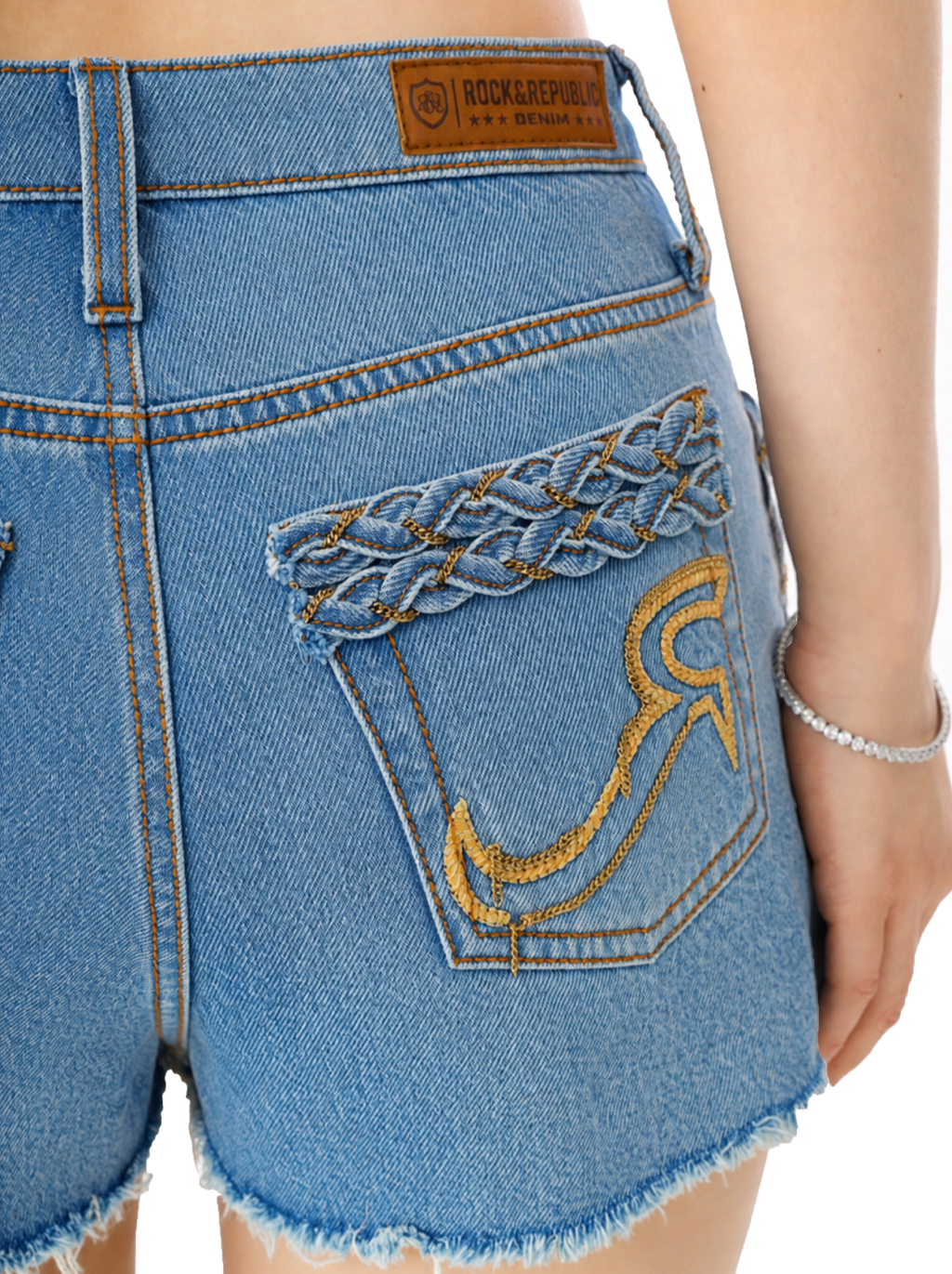 Gold R Denim Shorts