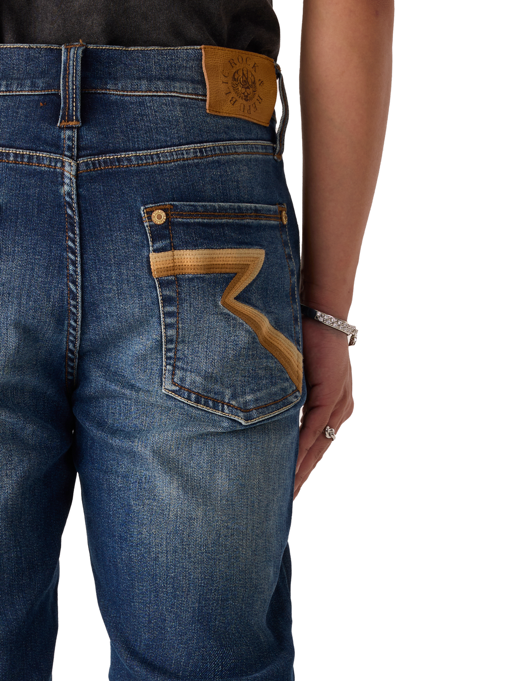 Neil Contrast Appliqué Straight Leg Jean