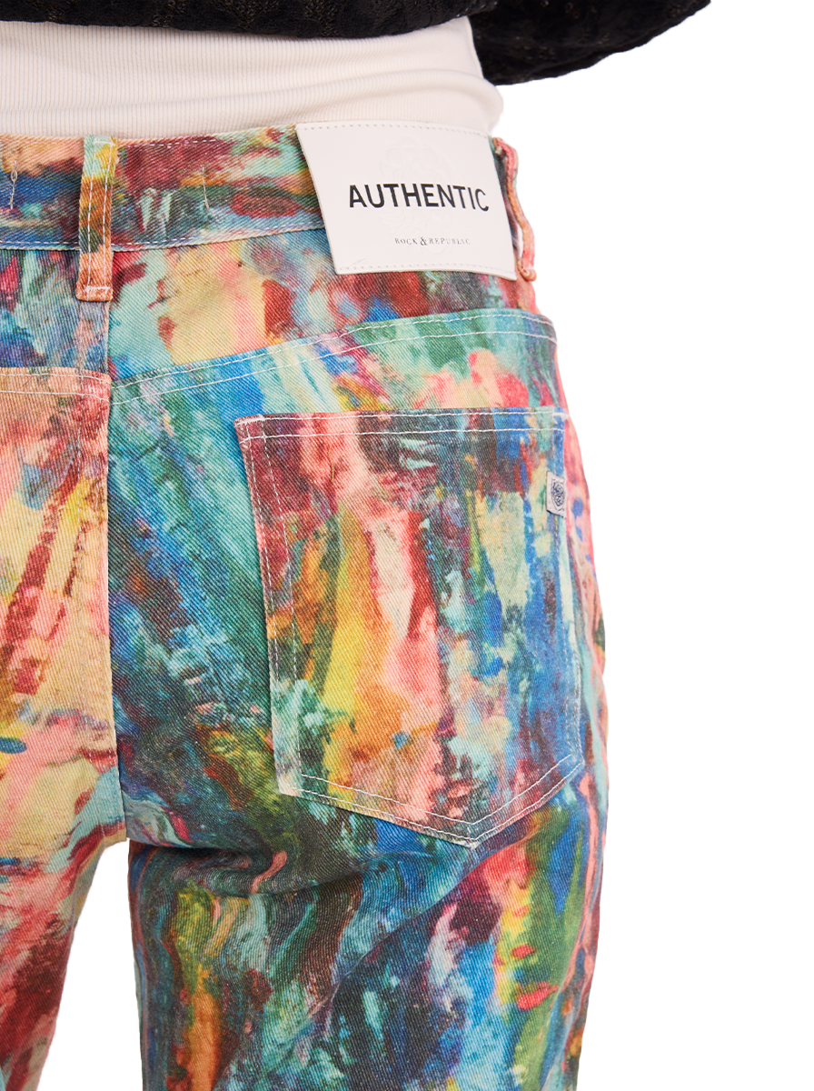 Kaia Abstract Paint Straight Jean