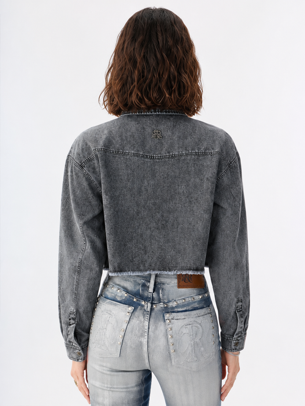 Washed Grey Cropped Denim Jacket
