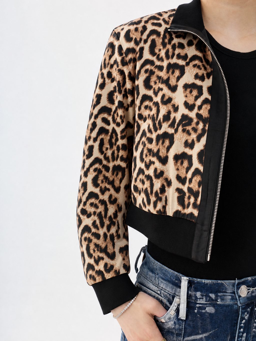 Leopard Print Bomber Jacket