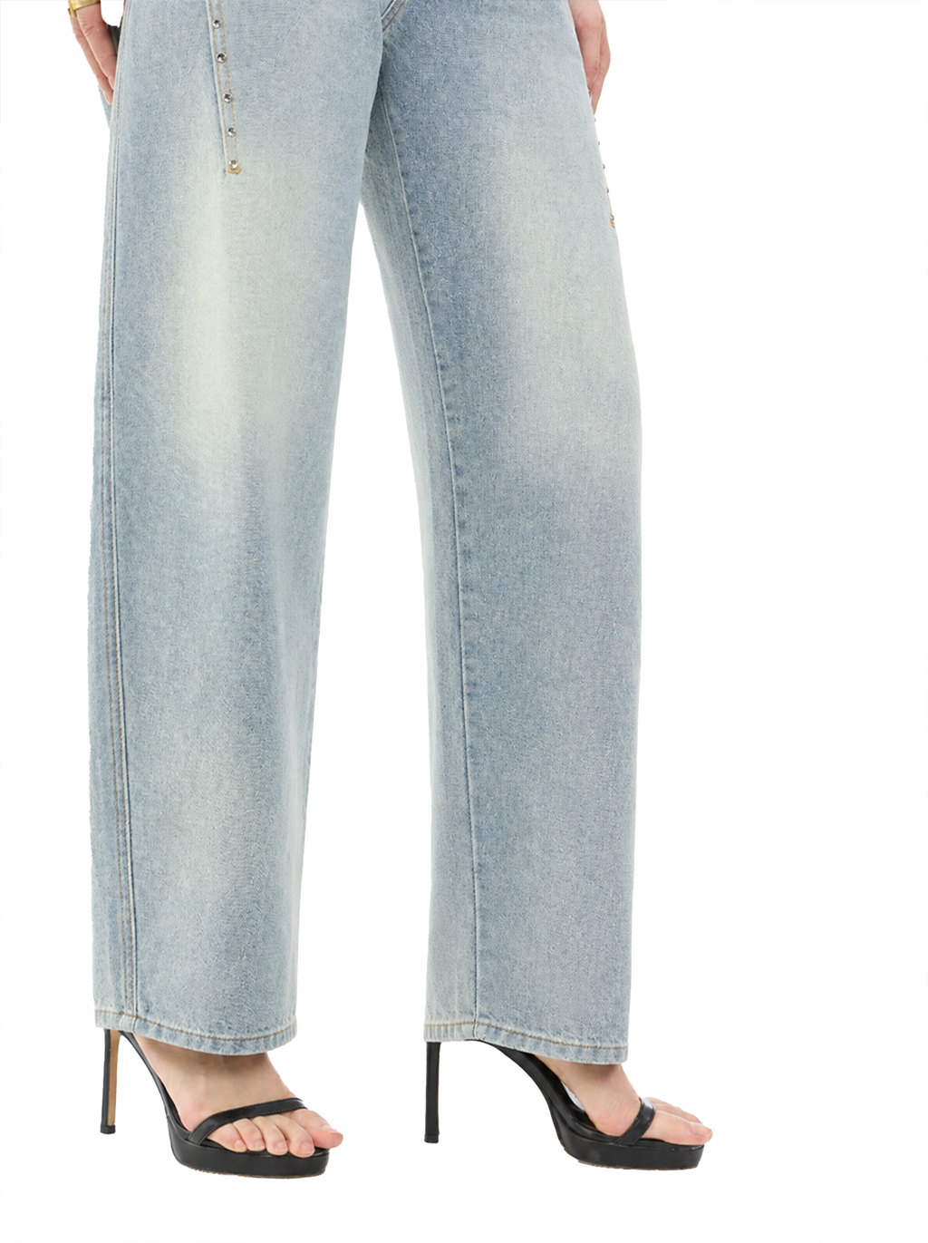 Kaia Studded Card Pocket Straight-Leg Jean
