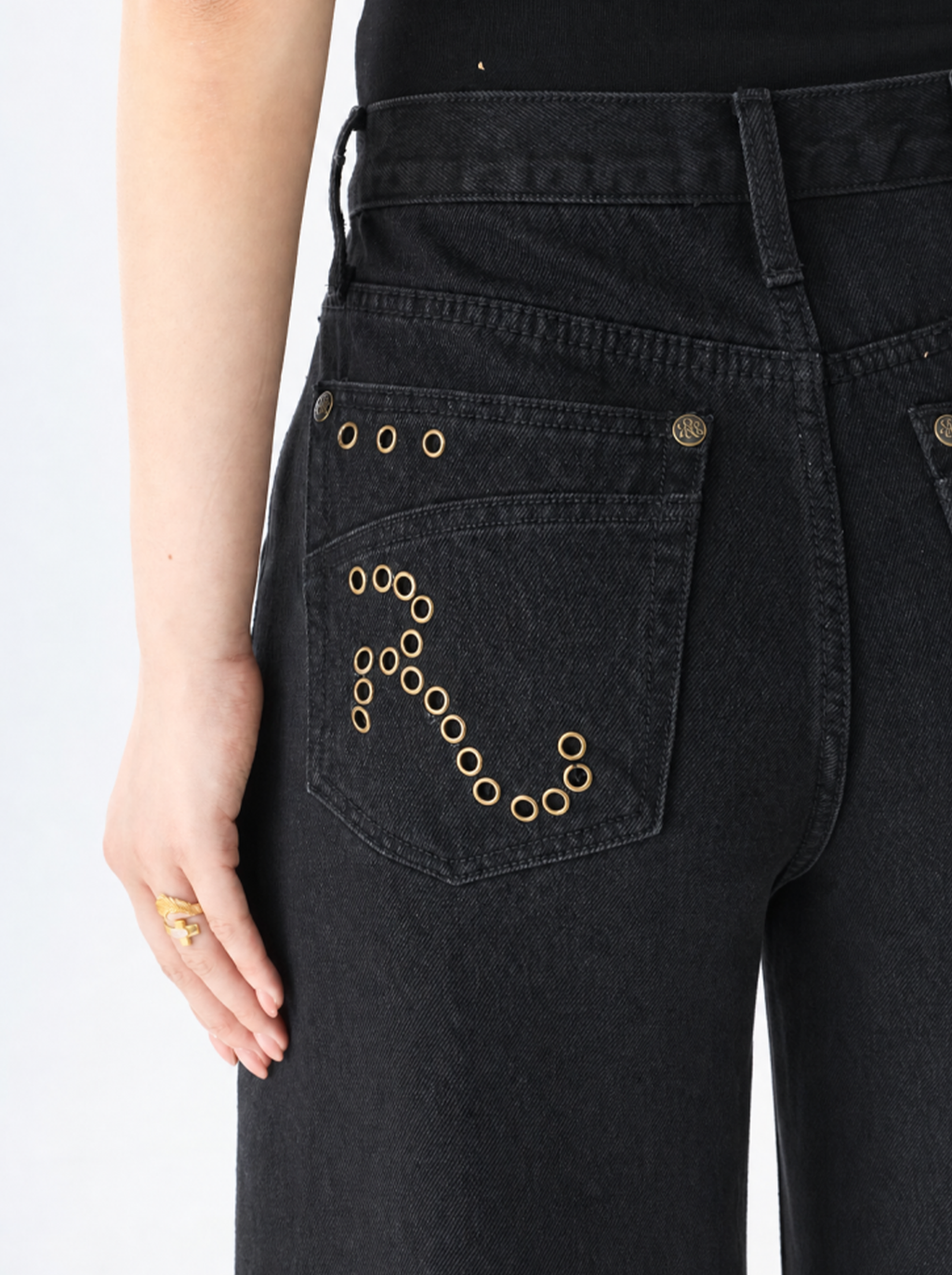 Rowan Gold Eyelet Barrel Leg Jean