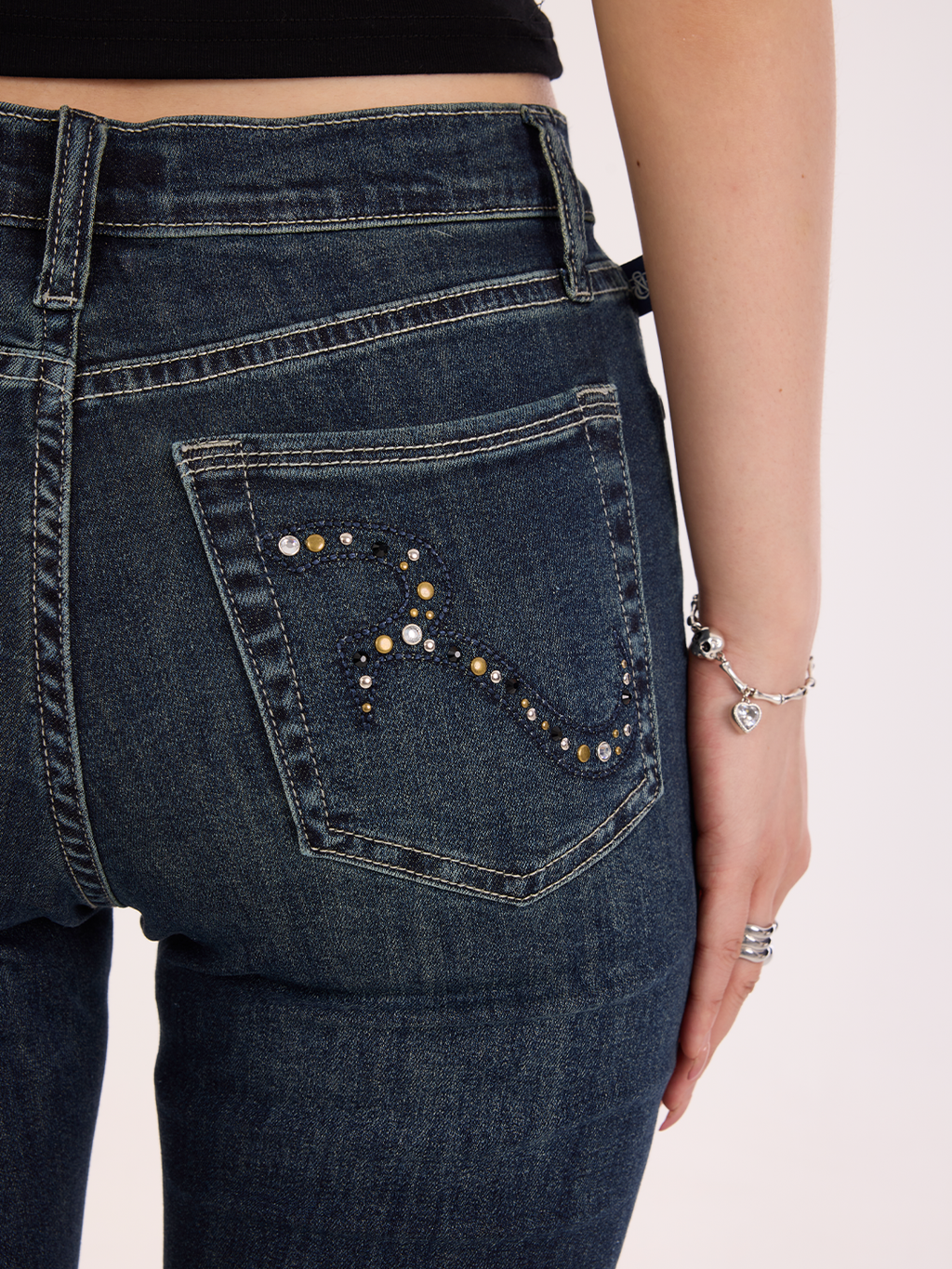 Fever Rhinestone Pocket Bootcut Jean