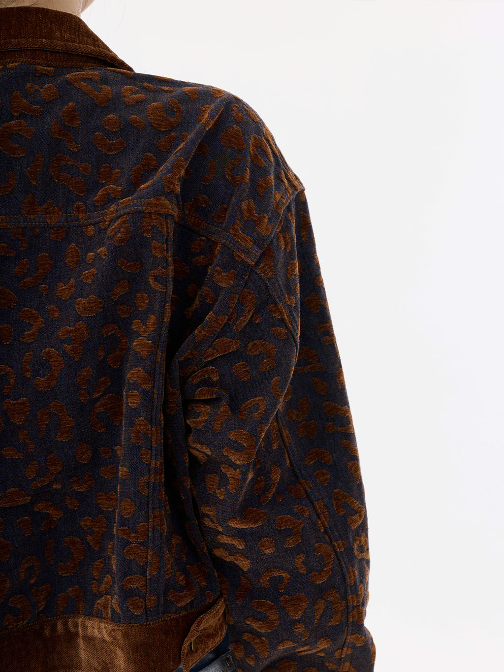 Leopard Print Cropped Denim Jacket