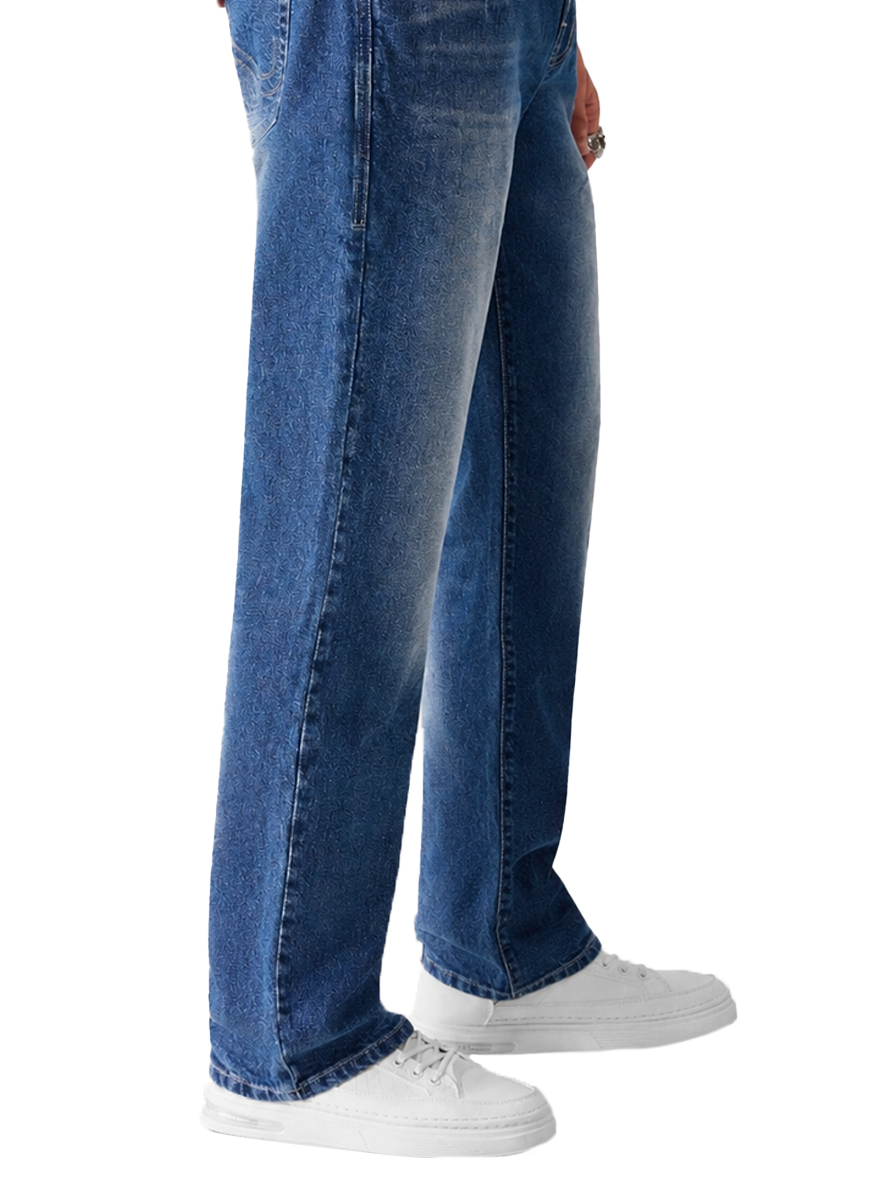 Grady Mid Rise Contrast Stitch Relaxed Straight Jean